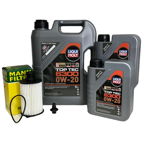 Jaguar F-Type V8 5 Litre service Kit with Liqui Moly Top Tec 6300 Engine Oil and Mann Oil Filter