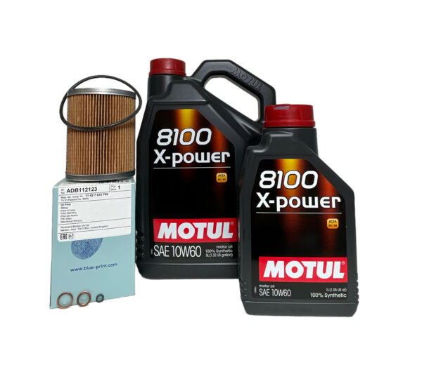 6 Litres Motul 8100 X-power 10W60 with Blue Print Oil Filter