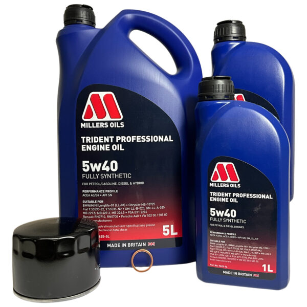 Fiat Ducato 2.3 130 Service Kit 5W40 Millers Trident Oil Filter 2006-2010 No DPF Fiat Ducato 2.3 130 service kit 2006-2010 5W40 Millers Trident oil with oil filter no DPF