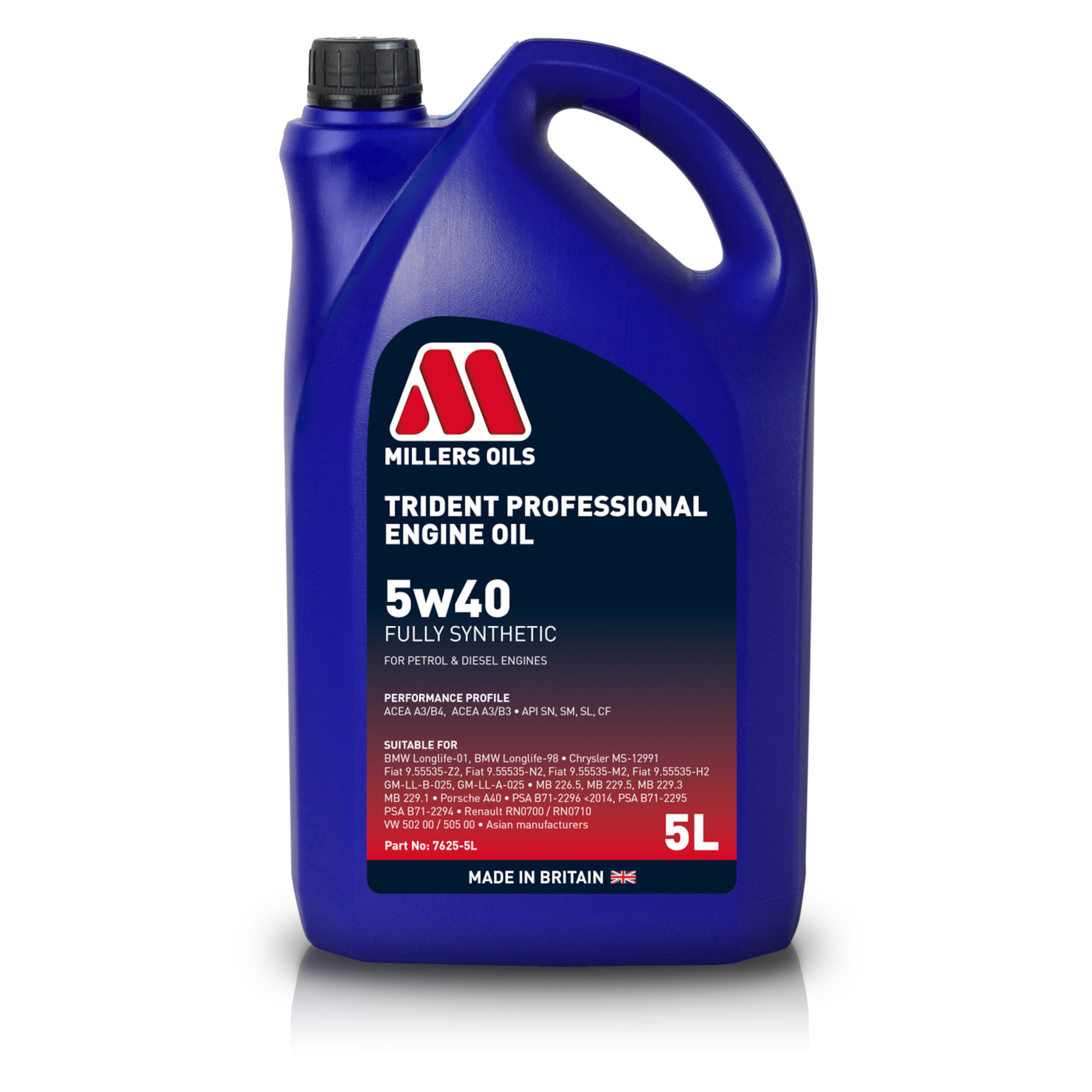 Millers Oils Trident Professional 5W40 Engine Oil 5 Litre PSA B71 2296